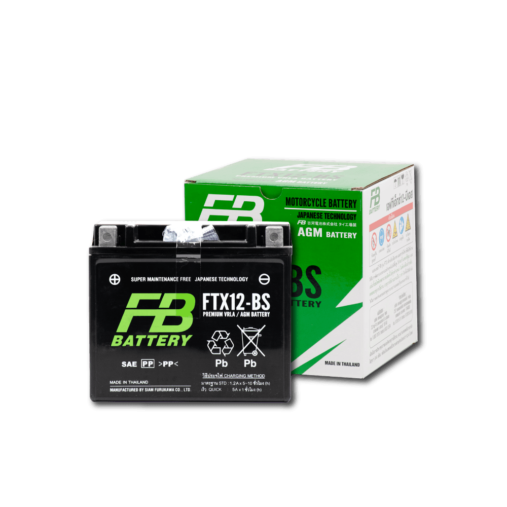 FTX12-BS FB แบตเตอรี่ High Performance Maintenance Free แบตแห้ง FTX12-BS 12V 10.5Ah ใช้สำหรับ DL650 / ER6n / Versys650 / Hayabusa / T100 / T120 ตัวหม้อน้ำ