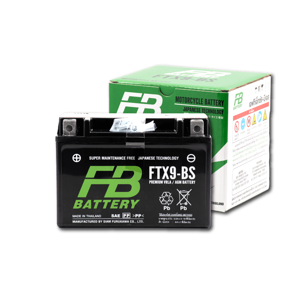 FTX9-BS FB แบตเตอรี่ High Performance Maintenance Free แบตแห้ง FTX9-BS 12V 8Ah ใช้สำหรับมอเตอร์ไซค์บิ๊กไบค์ Z250 Z300 Ninja300 Ninja250 TNT300 Z800 Duke200 (Copy)