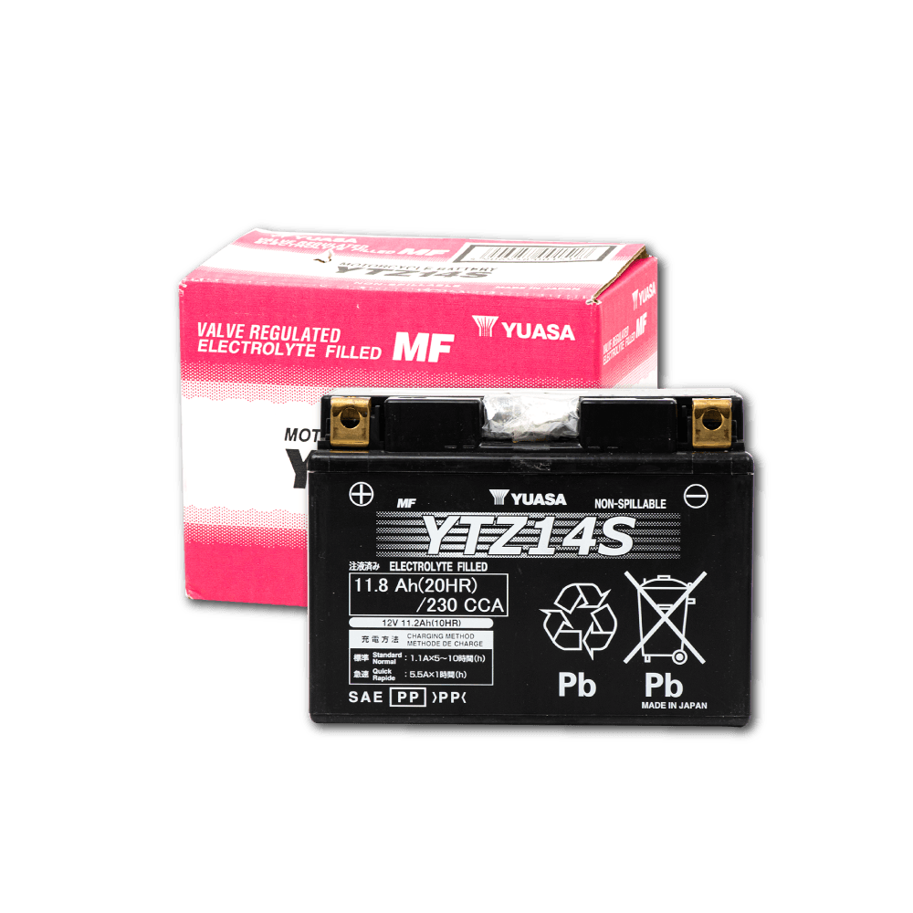 YTZ14S YUASA แบตเตอรี่ High Performance Maintenance Free แบตแห้ง YTZ14S 12V 11.2-11.8Ah ใช้สำหรับ BMW R1200GS '08-'17 HONDA NC750X XADV750
