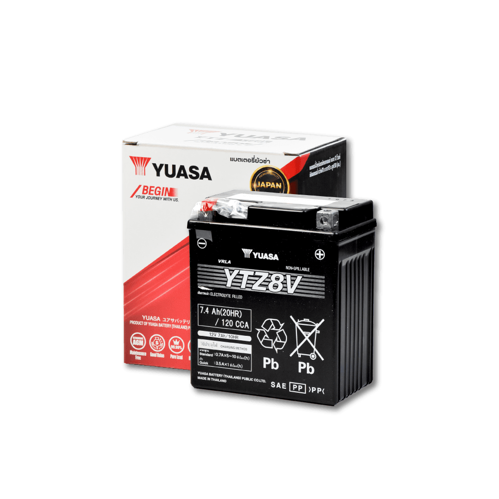 YTZ8V YUASA แบตเตอรี่ High Performance Maintenance Free แบตแห้ง YTZ8V 12V 7Ah ใช้สำหรับมอเตอร์ไซค์ YZF-R3 / Rebel / CBR250R / CB300F / CBR300R