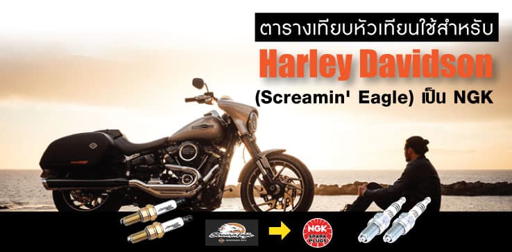 ตารางแปลงหัวเทียน Harley Davidson (Screamin’ Eagle) เป็น NGK
