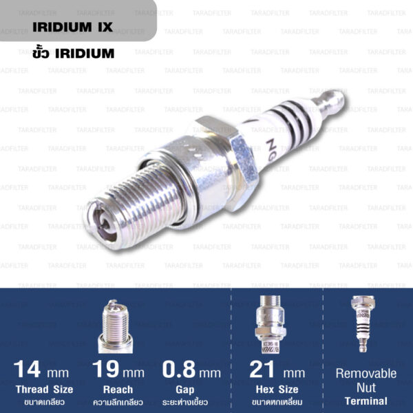 หัวเทียน NGK BR9EIX ขั้ว Iridium ใช้สำหรับมอเตอร์ไซค์ 2 จังหวะ TZR150, TZM150 VICTOR-S, M, SERPICO (1 หัว) - Made in Japan