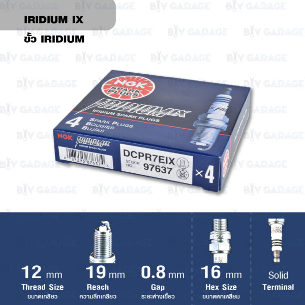 หัวเทียน NGK DCPR7EIX ขั้ว Iridium ใช้สำหรับ Harley Davidson ใช้แทน 6R12 (1 หัว) - Made in Japan