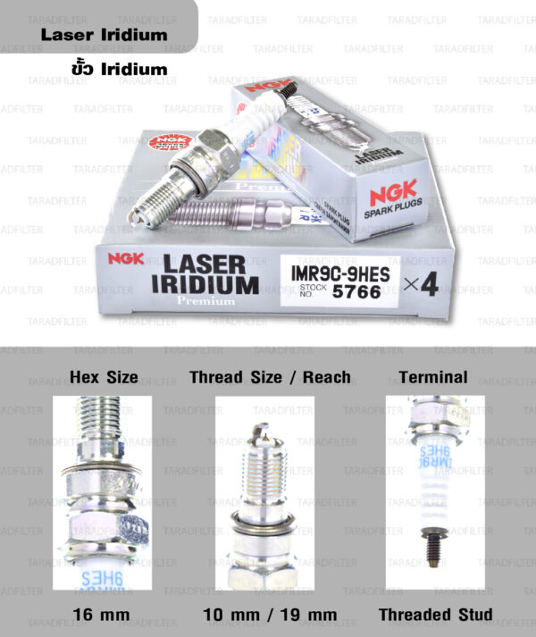 NGK หัวเทียน Laser Iridium ขั้ว Iridium ติดรถ IMR9C-9HES ใช้สำหรับมอเตอร์ไซค์ CBR1000RR ปี 2004-2007 (1 หัว) - Made in Japan