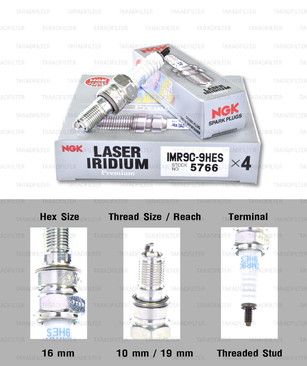 หัวเทียน IMR9C-9HES ขั้ว Iridium ใช้สำหรับ CBR1000RR ปี 2004-2007