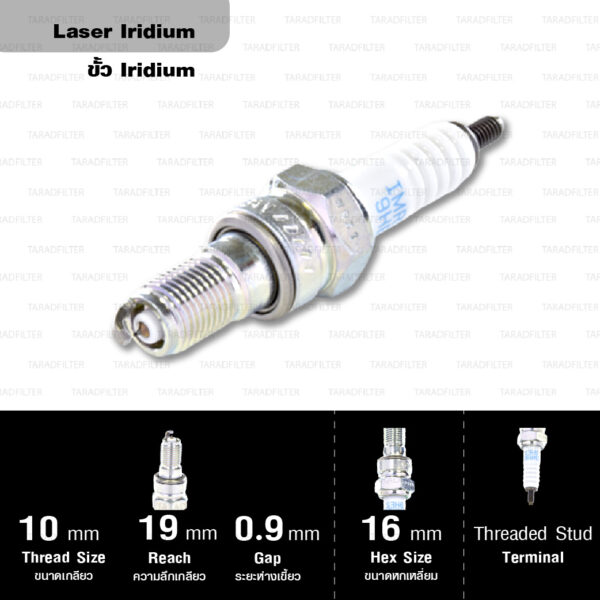 NGK หัวเทียน Laser Iridium ขั้ว Iridium ติดรถ IMR9C-9HES ใช้สำหรับมอเตอร์ไซค์ CBR1000RR ปี 2004-2007 (1 หัว) - Made in Japan