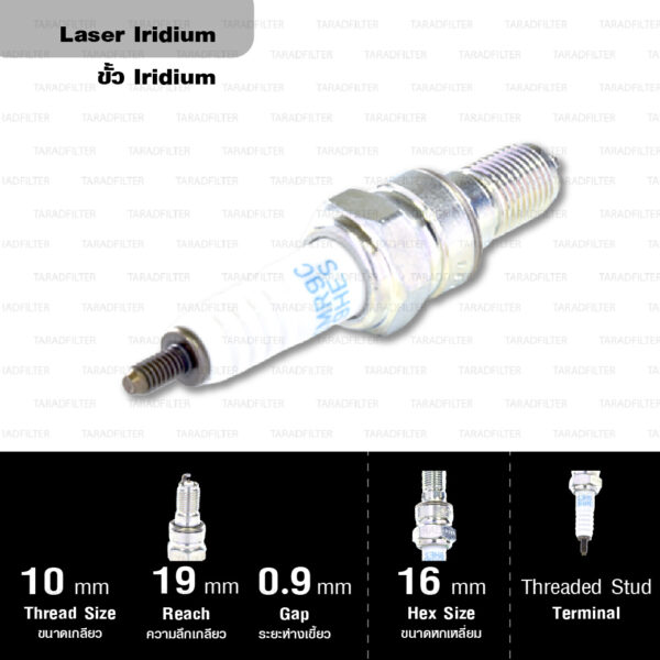 NGK หัวเทียน Laser Iridium ขั้ว Iridium ติดรถ IMR9C-9HES ใช้สำหรับมอเตอร์ไซค์ CBR1000RR ปี 2004-2007 (1 หัว) - Made in Japan