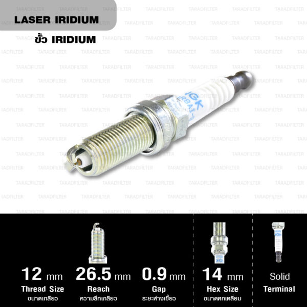 NGK หัวเทียน Laser Iridium ขั้ว Iridium ติดรถ LKAR8AI-9 ใช้สำหรับมอเตอร์ไซค์ KTM Duke200, RC200, Duke390, Duke690, Enduro690 (1 หัว) - Made in Japan