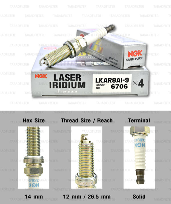 NGK หัวเทียน Laser Iridium ขั้ว Iridium ติดรถ LKAR8AI-9 ใช้สำหรับมอเตอร์ไซค์ KTM Duke200, RC200, Duke390, Duke690, Enduro690 (1 หัว) - Made in Japan