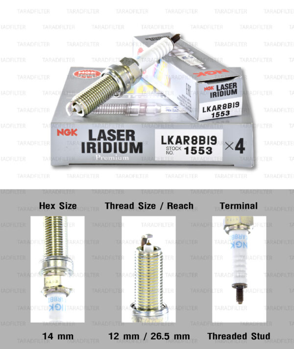 NGK หัวเทียน Laser Iridium ขั้ว Iridium ติดรถ LKAR8BI9 ใช้สำหรับมอเตอร์ไซค์ KTM Duke690 (Twin Spark) และ Adventure 1190 (Twin Spark) (1 หัว) - Made in Japan