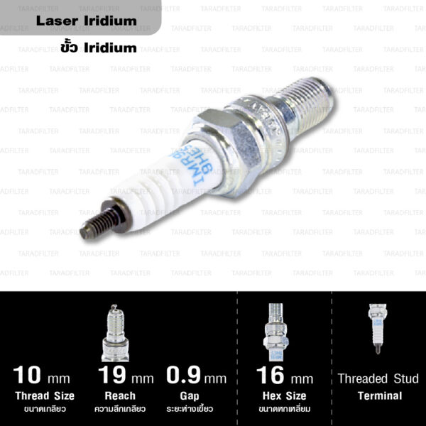 NGK หัวเทียน Laser Iridium ขั้ว Iridium ติดรถ IMR9E-9HES ใช้สำหรับมอเตอร์ไซค์ CBR1000RR ปี 2008 ขึ้นไป (1 หัว) - Made in Japan