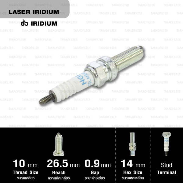 NGK หัวเทียน Laser Iridium ขั้ว Iridium ติดรถ SILMAR9B9 ใช้สำหรับมอเตอร์ไซค์ Kawasaki ZX-10 ปี 2016 ขึ้นไป และ Ninja H2, H2R (1 หัว) - Made in Japan