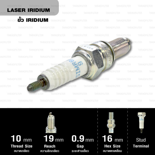 NGK หัวเทียน Laser Iridium ขั้ว Iridium ติดรถ SIMR8A9 ใช้สำหรับมอเตอร์ไซค์ CBR250, CBR300, CB300F , CB300R , CB500X, CBR500 (1 หัว) - Made in Japan