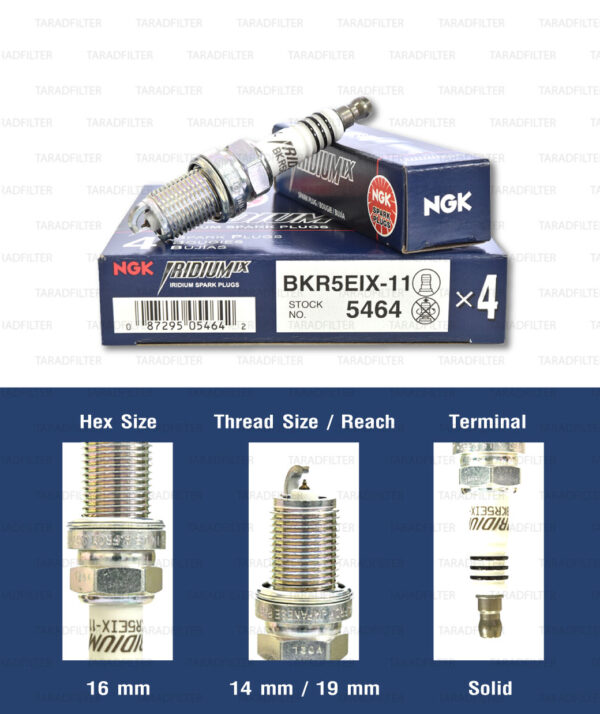 หัวเทียน NGK BKR5EIX-11 ขั้ว Iridium ใช้สำหรับ Toyota Corolla, Vios, Mazda 323