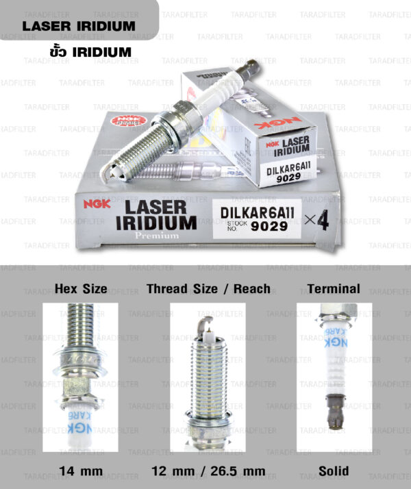 NGK หัวเทียน Laser Iridium ขั้ว Iridium ติดรถ DILKAR6A-11 ใช้สำหรับรถยนต์ Nissan March 1.2L, ALMERA 1.2L (1 หัว) - Made in Japan