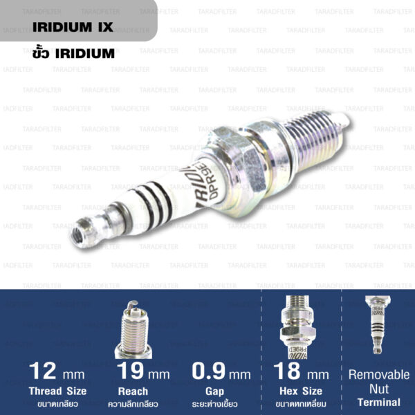 หัวเทียน NGK DPR9EIX-9 ขั้ว Iridium ใช้สำหรับ Honda Bros, CB1300, Triumph (1 หัว) - Made in Japan