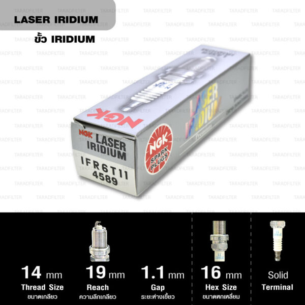 NGK หัวเทียน Laser Iridium ขั้ว Iridium ติดรถ IFR6T-11 ใช้สำหรับรถยนต์ Toyota Alphard, Camry 2.0, Camry 2.4, New Camry, New Camry Hybrid, Wish (1 หัว) - Made in Japan