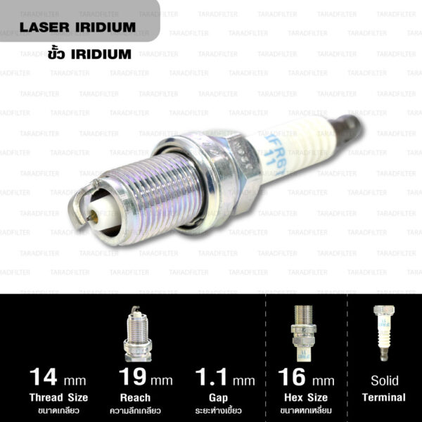 NGK หัวเทียน Laser Iridium ขั้ว Iridium ติดรถ IFR6T-11 ใช้สำหรับรถยนต์ Toyota Alphard, Camry 2.0, Camry 2.4, New Camry, New Camry Hybrid, Wish (1 หัว) - Made in Japan