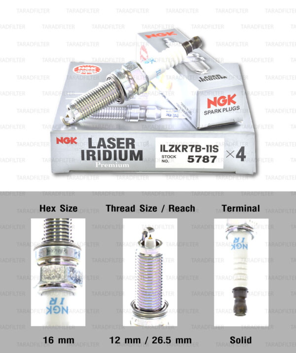 NGK หัวเทียน LASER IRIDIUM ILZKR7B-11S ใช้สำหรับรถยนต์ Honda CivicFB, New Accord 2.4L ’08/ ODYSSEY 2.4L [ K24Z i-VTEC ] (1 หัว) - Made in Japan