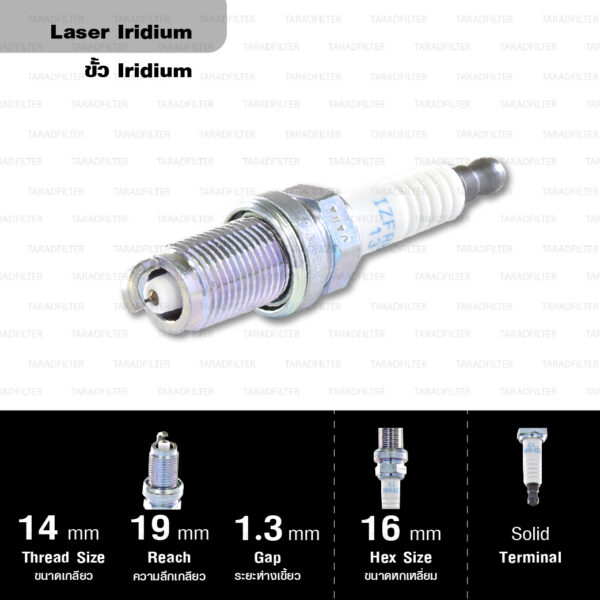 NGK หัวเทียน LASER IRIDIUM IZFR6K-13 ใช้สำหรับรถยนต์ Honda JAZZ CITY FREED [ L15A7 ] (1 หัว)