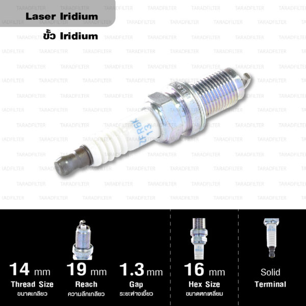 NGK หัวเทียน LASER IRIDIUM IZFR6K-13 ใช้สำหรับรถยนต์ Honda JAZZ CITY FREED [ L15A7 ] (1 หัว)