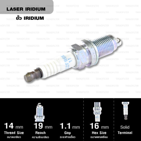 NGK หัวเทียน LASER IRIDIUM IZFR6K-11 ใช้สำหรับรถยนต์ Honda Civic FD1 FD3 FD7 1.8L/ 2.0L (1 หัว)