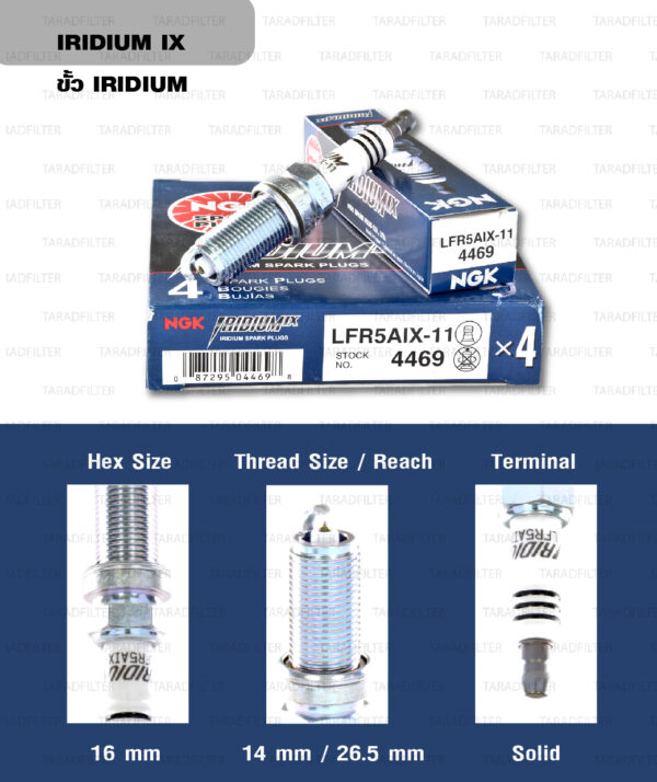 หัวเทียน NGK LFR5AIX-11 ขั้ว Iridium ใช้สำหรับ Nissan Teana 2.0L, 2.3L, X-trail 2.0L/ 2.5L '05 (1 หัว) - Made in Japan