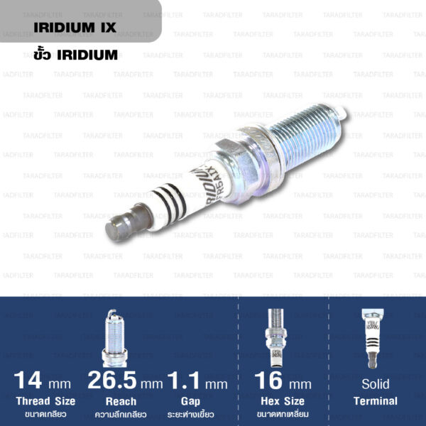 หัวเทียน NGK LFR5AIX-11 ขั้ว Iridium ใช้สำหรับ Nissan Teana 2.0L, 2.3L, X-trail 2.0L/ 2.5L '05 (1 หัว) - Made in Japan