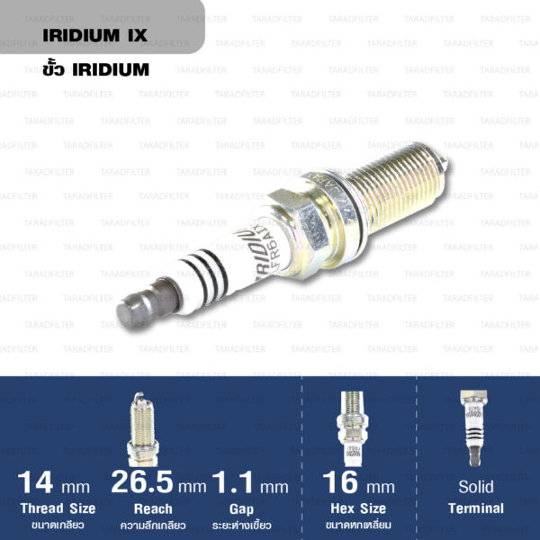 หัวเทียน NGK LFR6AIX-11 ขั้ว Iridium ใช้สำหรับ Toyota Fortuner 2.7L '05, Hilux Vigo 2.7L, Innova 2.0L '04 (1 หัว) - Made in Japan