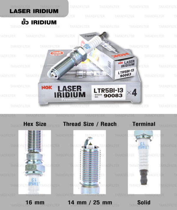 NGK หัวเทียน LASER IRIDIUM LTR5BI-13 ใช้สำหรับรถยนต์ Mazda 3 เครื่อง 2.0L, 2.3L / Mazda 6 2.5L (1 หัว) - Made in Japan