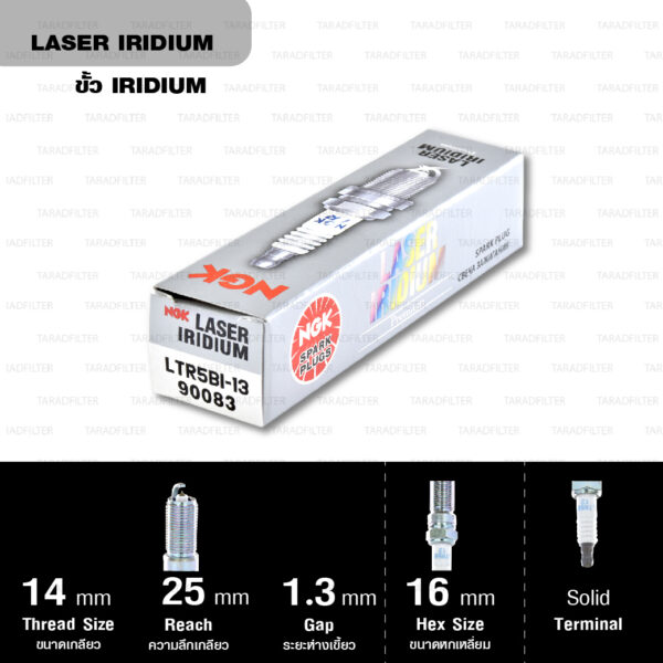 NGK หัวเทียน LASER IRIDIUM LTR5BI-13 ใช้สำหรับรถยนต์ Mazda 3 เครื่อง 2.0L, 2.3L / Mazda 6 2.5L (1 หัว) - Made in Japan