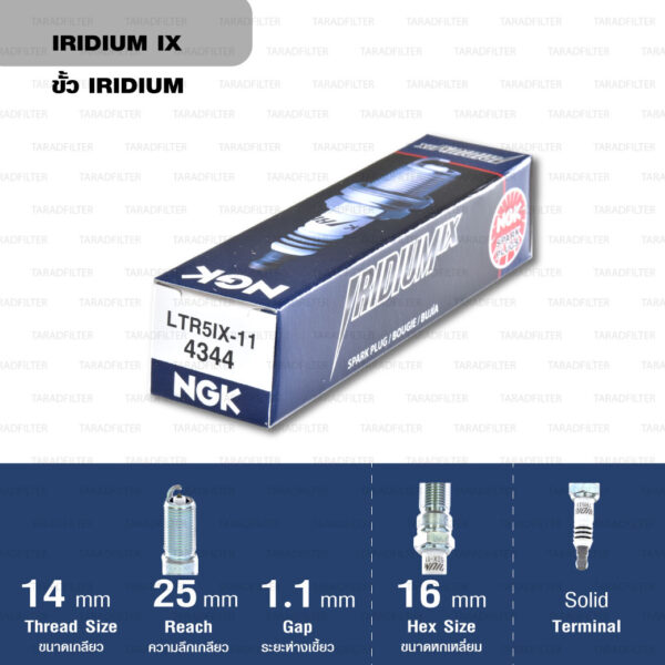 หัวเทียน NGK LTR5IX-11 ขั้ว Iridium ใช้สำหรับ Ford Fiesta 1.4/1.5/1.6L, Mazda 3 เครื่อง 2.0, 2.3L (1 หัว) - Made in Japan