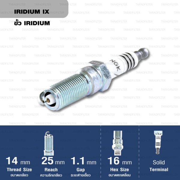 หัวเทียน NGK LTR5IX-11 ขั้ว Iridium ใช้สำหรับ Ford Fiesta 1.4/1.5/1.6L, Mazda 3 เครื่อง 2.0, 2.3L (1 หัว) - Made in Japan