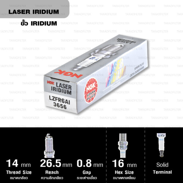 NGK หัวเทียน LASER IRIDIUM LZFR6AI ใช้สำหรับรถยนต์ Mitsubishi Space Wagon ’95-’11 【 4G69 】 (1 หัว) - Made in Japan