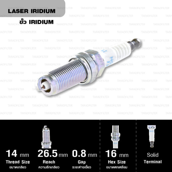 NGK หัวเทียน LASER IRIDIUM LZFR6AI ใช้สำหรับรถยนต์ Mitsubishi Space Wagon ’95-’11 【 4G69 】 (1 หัว) - Made in Japan