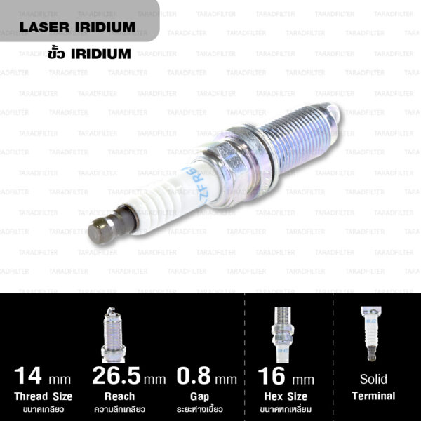 NGK หัวเทียน LASER IRIDIUM LZFR6AI ใช้สำหรับรถยนต์ Mitsubishi Space Wagon ’95-’11 【 4G69 】 (1 หัว) - Made in Japan