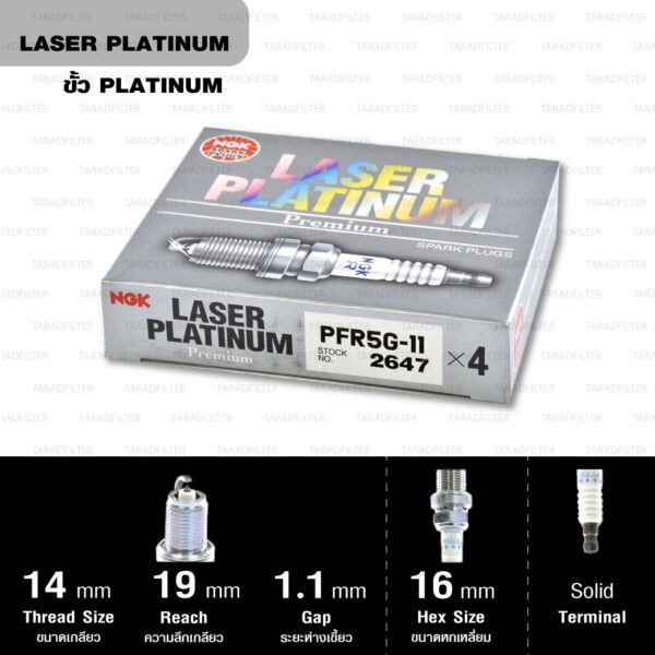 หัวเทียน NGK PFR5G-11 ขั้ว Laser Platinum ใช้สำหรับ Nissan Cefiro A32, A33 (1 หัว) – Made in Japan