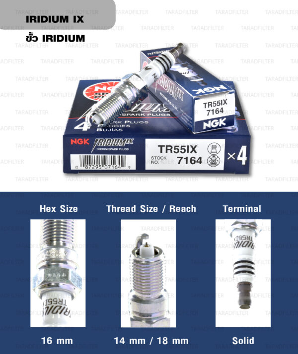 หัวเทียน NGK TR55IX ขั้ว Iridium ใช้สำหรับ Ford Escape , Ford Focus (1 หัว)