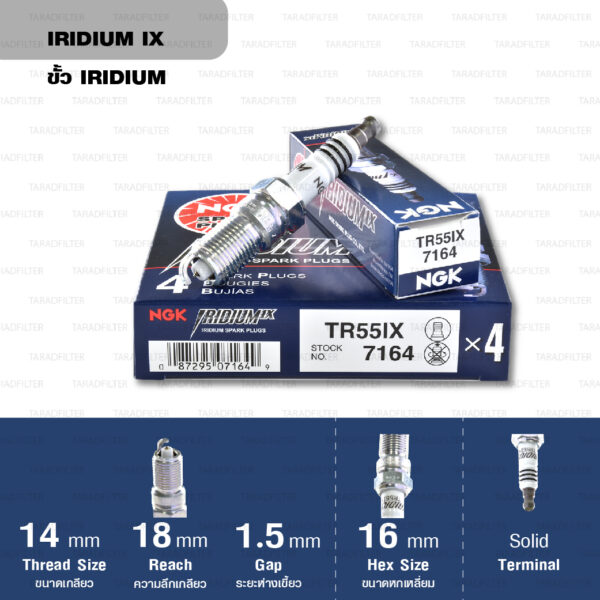 หัวเทียน NGK TR55IX ขั้ว Iridium ใช้สำหรับ Ford Escape , Ford Focus (1 หัว)