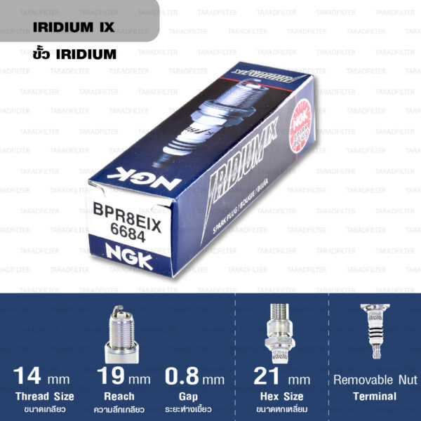 หัวเทียน NGK BPR8EIX ขั้ว Iridium (1 หัว) - Made in Japan