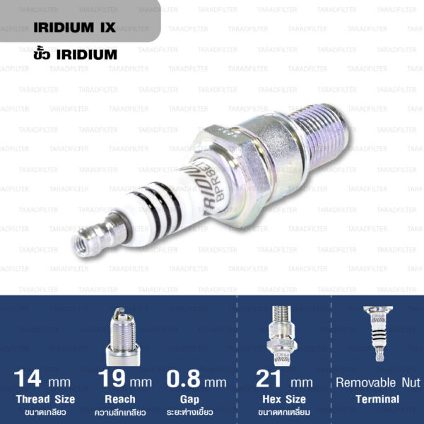 หัวเทียน NGK BPR8EIX ขั้ว Iridium (1 หัว) - Made in Japan