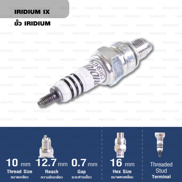 หัวเทียน NGK CR6HIX ขั้ว Iridium ใช้สำหรับ Dream, Wave, Nice, Hayate, Cheer, Kaze, Spark nano (1 หัว) - Made in Japan