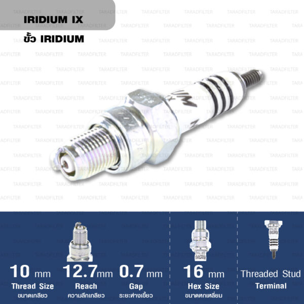 หัวเทียน NGK CR7HIX ขั้ว Iridium ใช้สำหรับ Fino, Mio, Fresh,Nouvo, Tiger (1 หัว) - Made in Japan