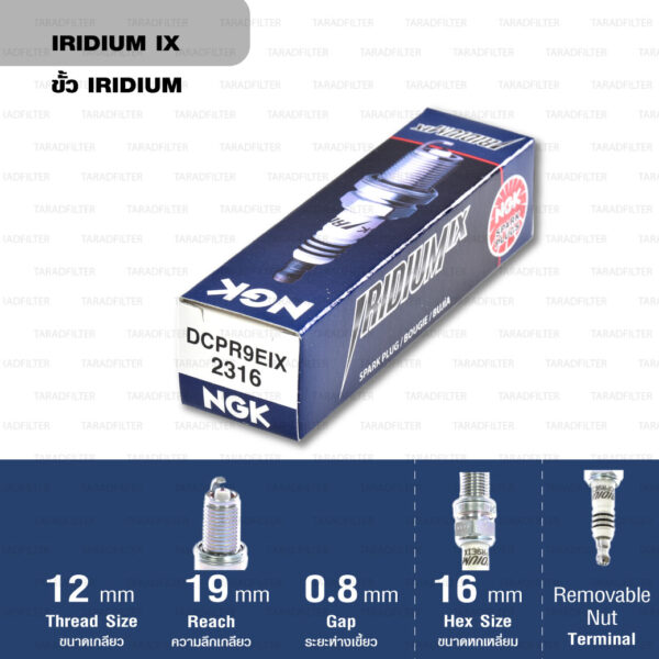 หัวเทียน NGK DCPR9EIX ขั้ว Iridium ใช้สำหรับ APRILIA RSV TUONO DUCATI 916 996 (1 หัว) - Made in Japan