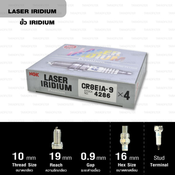 NGK หัวเทียน LASER IRIDIUM CR8EIA-9 ใช้สำหรับ มอเตอร์ไซค์ บิ๊กไบค์ Suzuki SFV650 Gladius - Made in Japan