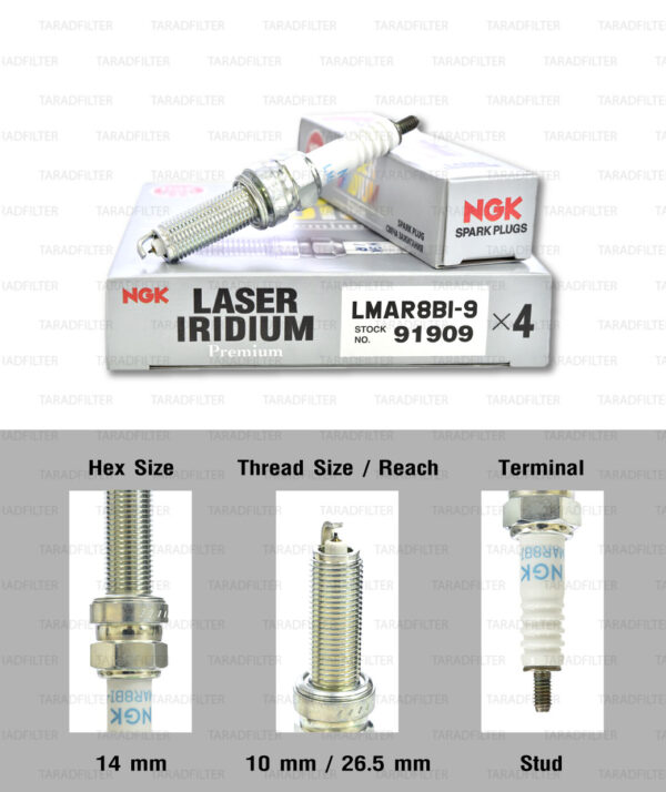 NGK หัวเทียน LASER IRIDIUM LMAR8BI-9 ใช้สำหรับ มอเตอร์ไซค์ บิ๊กไบค์ Forza300 / MT-07 / T100 T120 Thruxton R (1 หัว) - Made in Japan