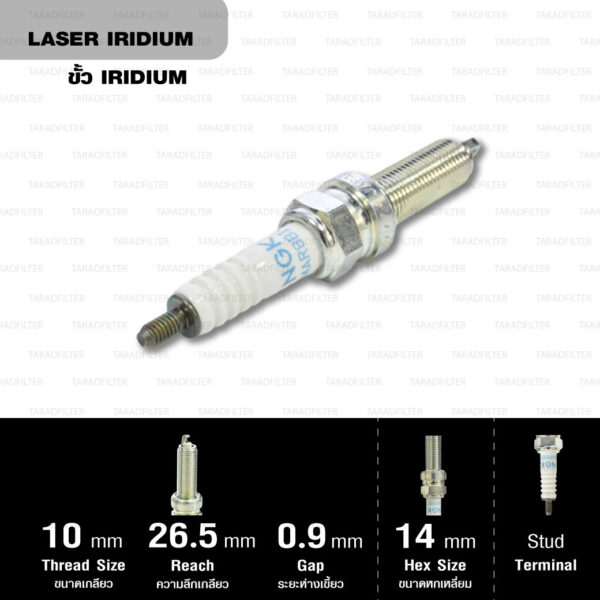 NGK หัวเทียน LASER IRIDIUM LMAR8BI-9 ใช้สำหรับ มอเตอร์ไซค์ บิ๊กไบค์ Forza300 / MT-07 / T100 T120 Thruxton R (1 หัว) - Made in Japan