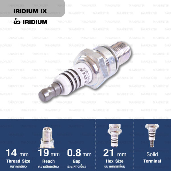 หัวเทียน NGK BR9ECMIX ขั้ว Iridium ใช้สำหรับมอเตอร์ไซค์ 2 จังหวะ KR150K, NSR150SP, Phantom150 (รุ่นตูดถอดไม่ได้) (1 หัว) - Made in Japan