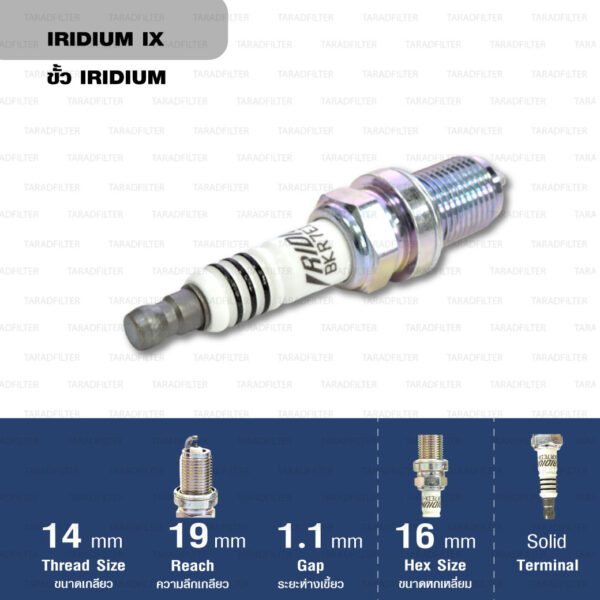 หัวเทียน NGK BKR7EIX-11 ขั้ว Iridium - Made in Japan