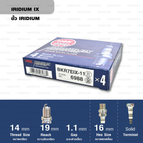 หัวเทียน NGK BKR7EIX-11 ขั้ว Iridium - Made in Japan